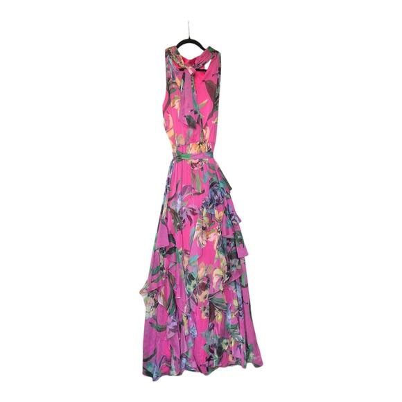 Alex Marie Nina Halter Pink Lily Vibrant Floral Sleeveless Dress Womens Sz 6 NWT - Picture 4 of 16